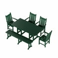 thumbnail image 3 of WestinTrends Malibu 6 Piece Patio Dining Set with Bench, All Weather Poly Lumber Outdoor Table and Chairs Set, 71" Trestle Dining Table with Umbrella Hole, 5 Arm Chairs with Bench, Dark Green, 3 of 8