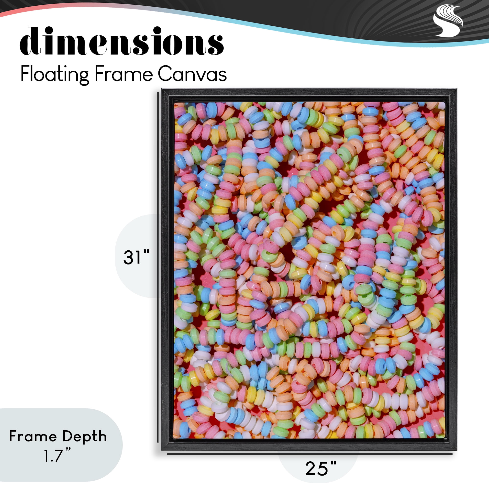 Stupell Industries Pastel Candy Necklace Black Framed Floater Canvas Wall Art, design by LISH Creative