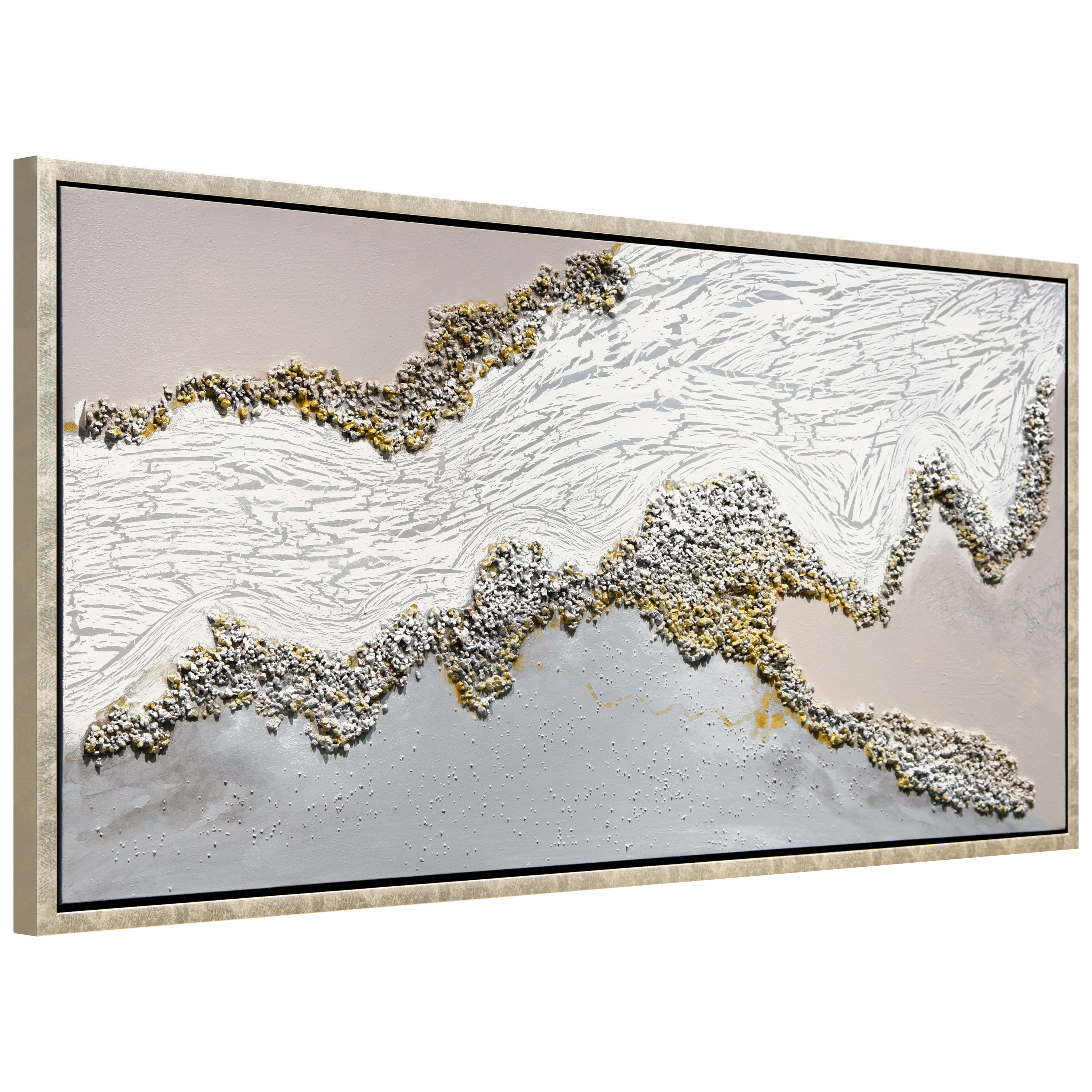 Golden Terrain Heavily Textured Glitter Hand Painted Framed Canvas Wall Art