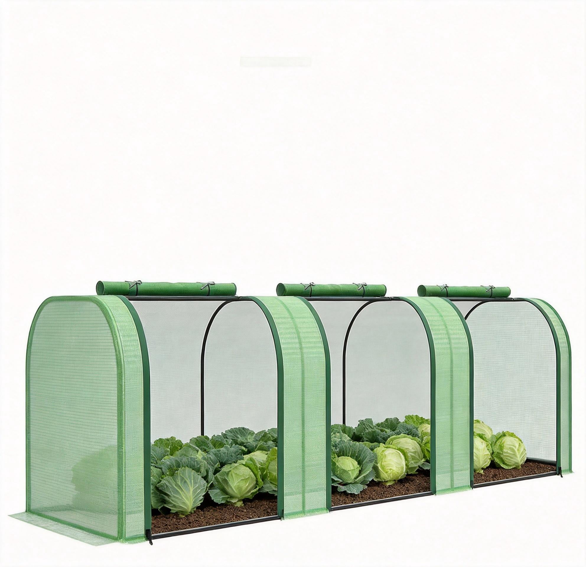 Garvee Mini Greenhouse 116.93 x 39.37 x 31.5 inch, PE Cover with Roll-up Zipper Door, Green