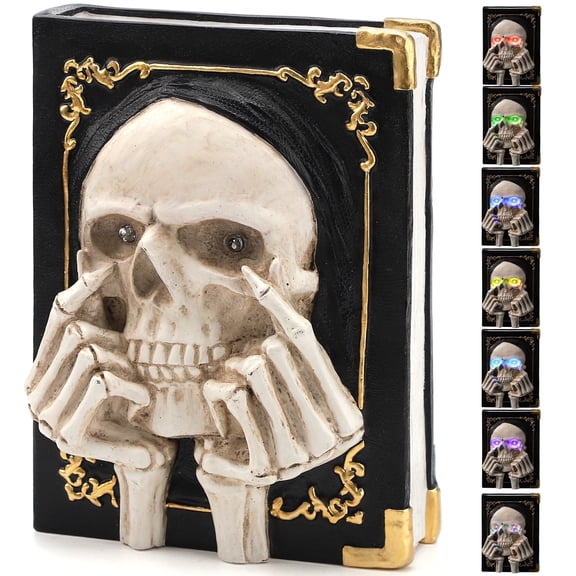 Ayieyill Light Up Halloween Skull Decorations, Color Changing Skull  Book Halloween Indoor Decor, Haunted House Halloween Props