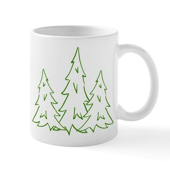 CafePress - Three Pine Trees Mug - 11 oz Ceramic Mug - Novelty Coffee Tea Cup