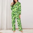 thumbnail image 2 of Balery Happy St. Patrick's Day Conjunto de Pijama con Estampado para Mujer, Conjunto de Dos Piezas con Manga Larga, Ropa de Dormir Suave con Bolsillos, Pijamas Cómodos-Large, 2 of 7