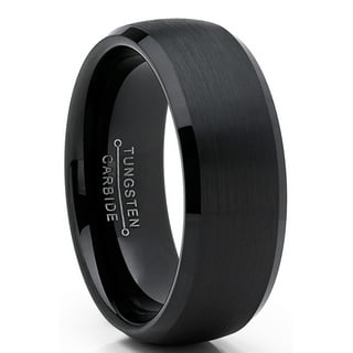 Mens Tungsten Ring Black Wedding Band High-Polish Comfort-fit 8MM ...