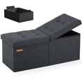 thumbnail image 1 of Otomana de almacenamiento HAUSFRAU de 80 cm con banco plegable gris oscuro, 1 of 6