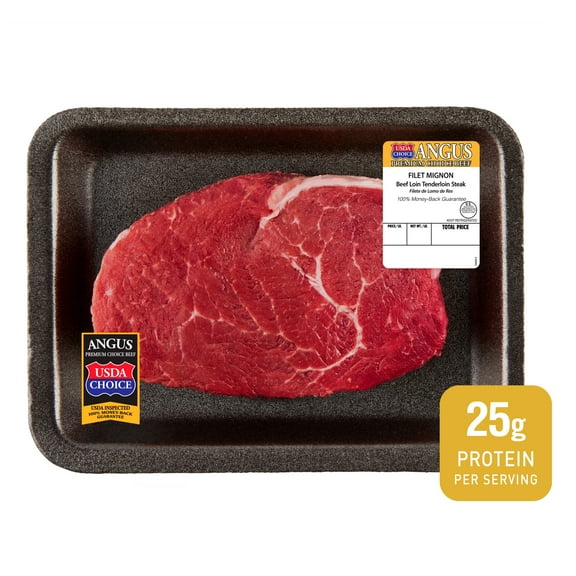 Filet Mignon Steak, Choice Angus Beef, 1 Steak per Tray, Fresh, 0.45 - 0.9 lb