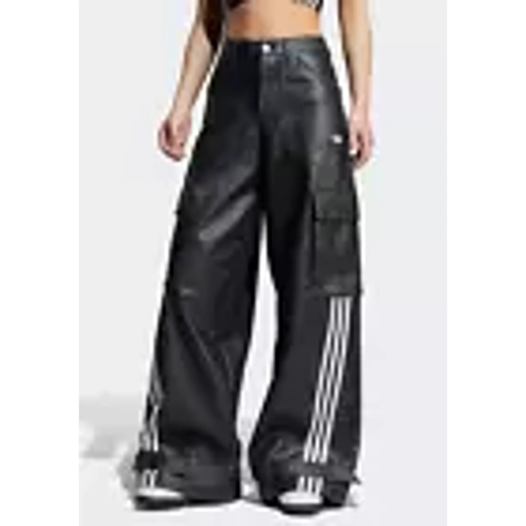 adidas Adilenium Season 3 Vintage Women Faux Leather Pants Casual