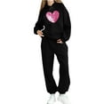 thumbnail image 4 of Bpmpbo Big Kids Girls‘ Tracksuit - Heart Print Hoodie and Joggers 2-Piece Set Long Sleeve with Pocket and Drawstring Pants, 4 of 5