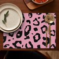 thumbnail image 5 of Pink and Black Of Leopard Print Summer Placemats Table Placemats Set Of 4-Linen Kitchen Washable Placemats Table Mats 11.8"x17.7"Non-Slip Heat Resistant, 5 of 6