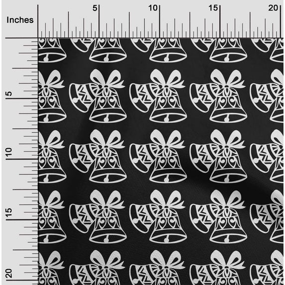 oneOone Polyester Spandex Black Fabric Merry Christmas Quilting Supplies Print Sewing Fabric By The Yard 56 Inch Wide-1P2