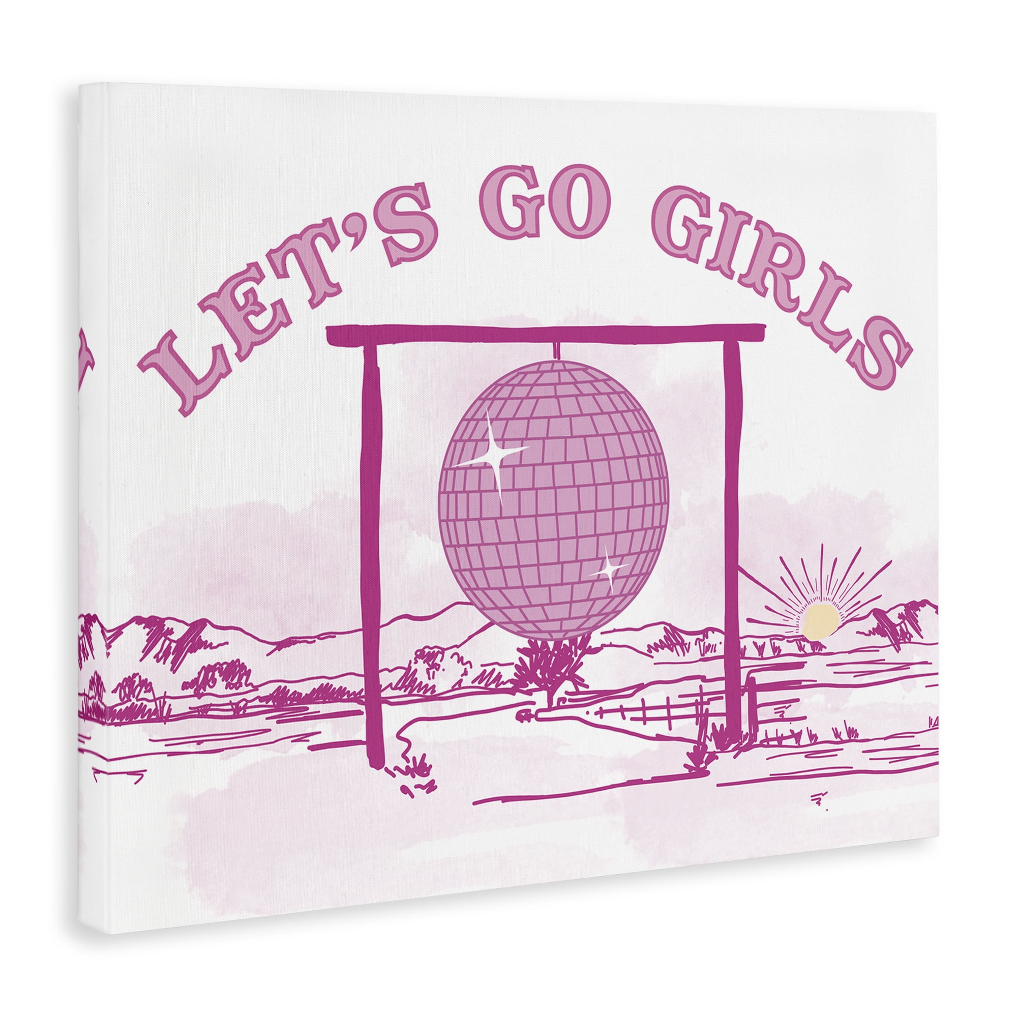 Stupell Industries Go Girls Western Disco Landscape & Nature Painting Wrapped Canvas Art Print Wall Art, 20 x 16