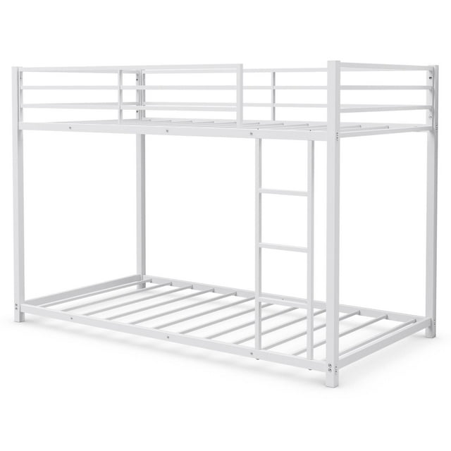 Giantex Cadre de Lit en Métal Robuste, Lit Superposé Simple sur Simple, Aucun Sommier Requis, Blanc