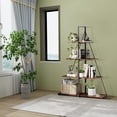 thumbnail image 2 of 4 niveles ladder a-shaped de esquina estante - free standing, steel frame, almacenamiento rack organizer para oficina en casa, sala de estar, o kitchen (brown), 2 of 8