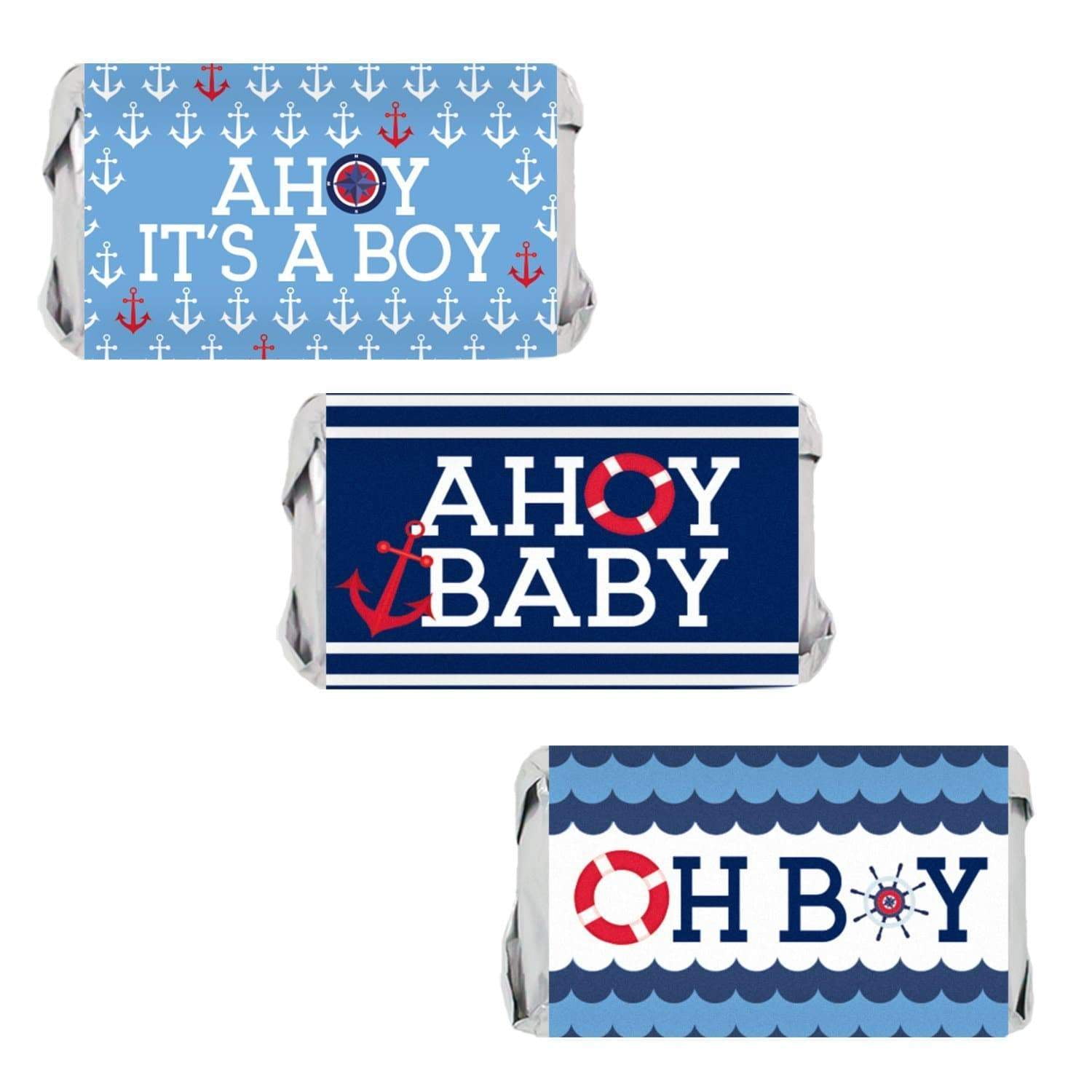 Ahoy It's a Boy Baby Shower Party Favor Stickers - 45 Count - Blue - Anchors - Distinctivs