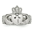 thumbnail image 4 of Auriga Stainless Steel Polished Claddagh with Cross Ring for Women Size 7, 4 of 6