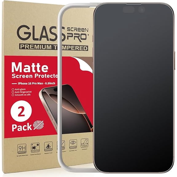 lulufa [2 Pack Matte Glass Screen Protector Compatible for iPhone 16 Pro Max 6.9inch 2024, Anti-Glare & Fingerprint Anti-Reflective No Bubbles Install Frame Smooth as Silk Tempered Glass