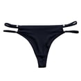 thumbnail image 2 of Gibobby Bikini elástico algodón Bragas sexis con tiras finas dobles para mujer, bragas deportivas seda helada para Fitness, bragas cintura （Negro， S), 2 of 4