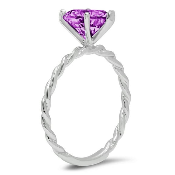 2 ct Marquise Cut Simulated Alexandrite Solitaire Engagement Ring for Women in 18K White Gold