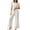 White, variant on Tqcoqu Women's 2 Piece Pajama Set, Round Neck Ruffle Short Sleeve Contrast Piping & Drawstring Ruffle Hem Wide Leg Pants, Loungewear Sleepwear for Women
