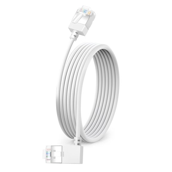 Cable Ethernet Dutevolns Slim Cat 6, 90°, ángulo izquierdo, 4,5 m, blanco