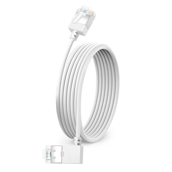Cable Ethernet Dutevolns Slim Cat 6, 90°, ángulo izquierdo, 9 m, blanco