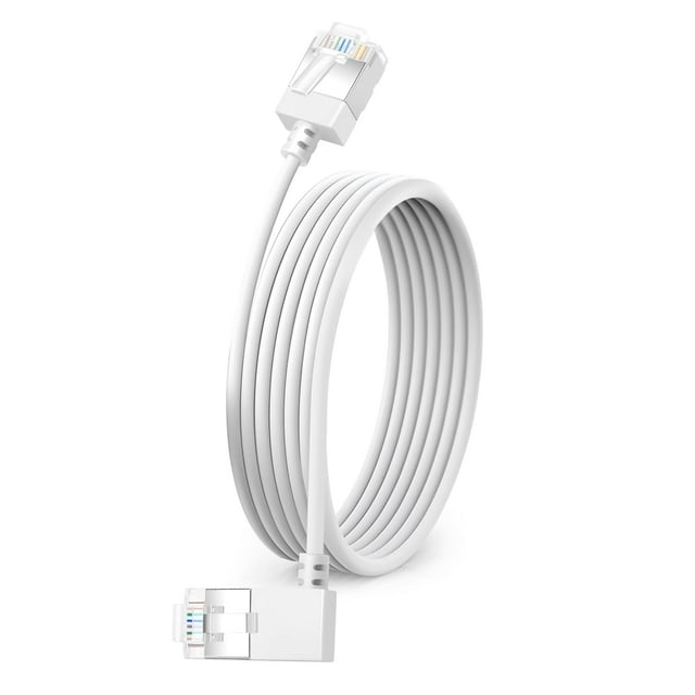 Cable Ethernet Dutevolns Slim Cat 6, 90°, ángulo izquierdo, 4,5 m, blanco