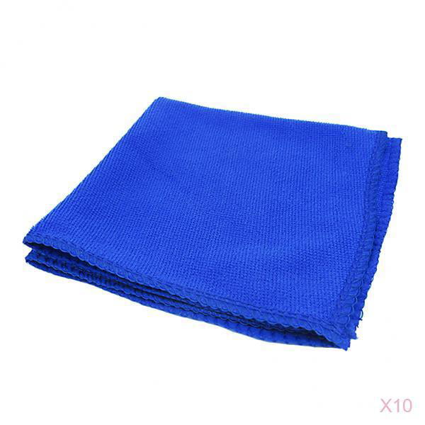 10pcs BLUE CAR CLEANING DETAILING MICROFIBER SOFT POLISH CLOTHS TOWELS LINT FREE 