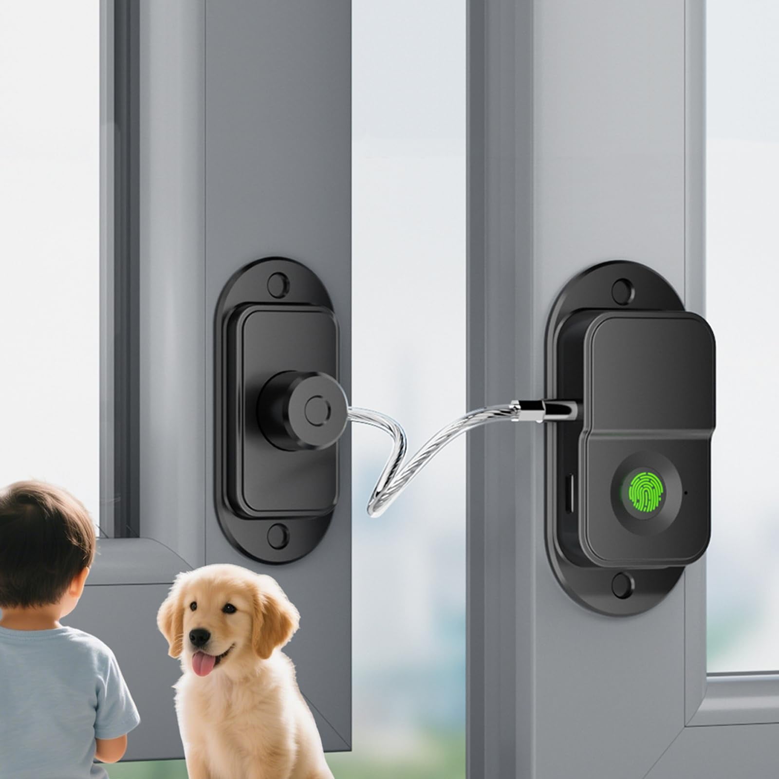Fingerprint Fridge Lock, Refrigerator Lock with Fingerprint, for Fridge, Cabinet Locks, Drawers, Dishwasher, Toilet and Cabinet Locks Baby Proofing, (Black)
