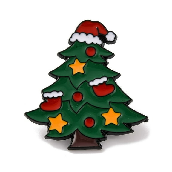 20pc Christmas Tree Enamel Pins Christmas Theme Alloy Brooches for Backpack Clothes Red 30x28x1mm