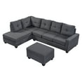 thumbnail image 6 of Euroco Reversible Sectional Sofa 6 Seat Couch with Storage Ottoman, L-shape Sofa with Rivet for Living Room, Dark Gray, 6 of 8