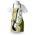thumbnail image 3 of Music Apron Electric Bass Guitar Figure with Swirls Background Artful Illustration, Unisex Kitchen Bib Apron with Adjustable Neck for Cooking Baking Gardening, Olive Green White Black, by Ambesonne, 3 of 3