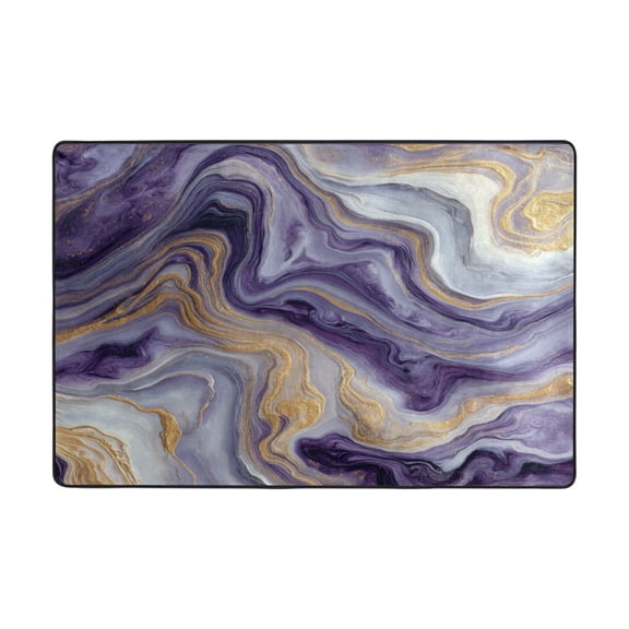 Area Rugs 36"x24" Indoor Non-Slip Wear Resistant Floor Mats Soft Large Carpets for Living Room Bedroom Home Decor Washable Rug Purple Marble Pattern