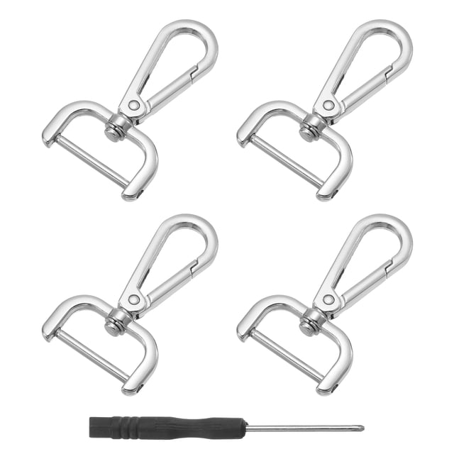 Uxcell 4Pack Swivel Clasps, 1" D Ring Detachable Snap Hook with Screwdriver, Silver