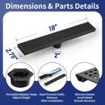 thumbnail image 2 of Linear Shower Drain 18", 304 Stainless Steel Floor Drain with Grid Drain Cover & Hair Strainer, Rectangular Shower Drain w/CUPC Certified, Matte Black, 2 of 5