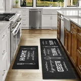 Black Kitchen Rug Mat, Black and White Kitchen Rugs Sets of 2 Washable ...