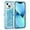 Blue, variant on For Apple iPhone 14 Plus 6.7 inch Dual Layer Protective Shockproof Tough Defender Sparkling Liquid Glitter Heart Case Cover Blue