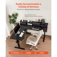 thumbnail image 3 of KFFKFF L Shaped Desk, Electric Adjustable Height Corner Gaming Desk with CPU Stand, Dual Hooks and Fabric Drawers, L-Shaped Computer Table with Light Strip, 3 of 9
