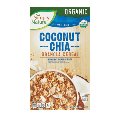 Simply Nature Mixed Organic Coconut Chia Granola Cereal and