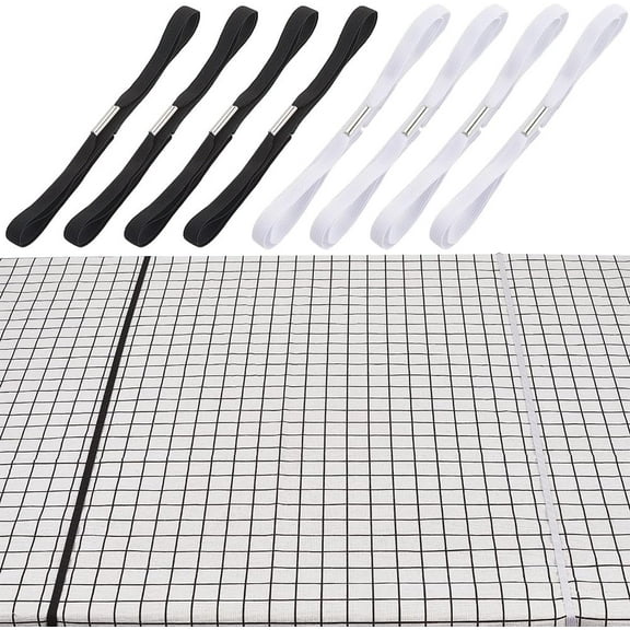 1 Box 10Pcs Tablecloth Bungee Black White Table Cloth Holders Strap Band Polyester Elastic Clamp Grip Strap Picnic Cord to Hold Down Table Cloth for Outdoor Camping Wedding Party Kitchen DIY