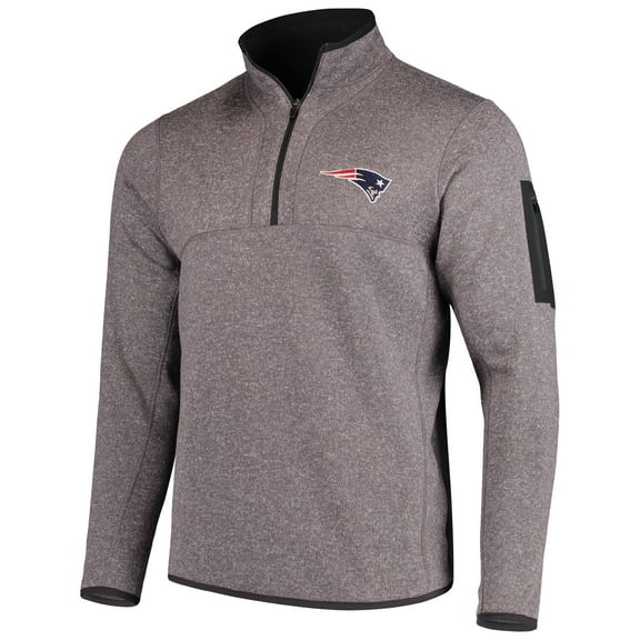 Men's Antigua Charcoal New England Patriots Fortune Quarter-Zip Pullover Jacket