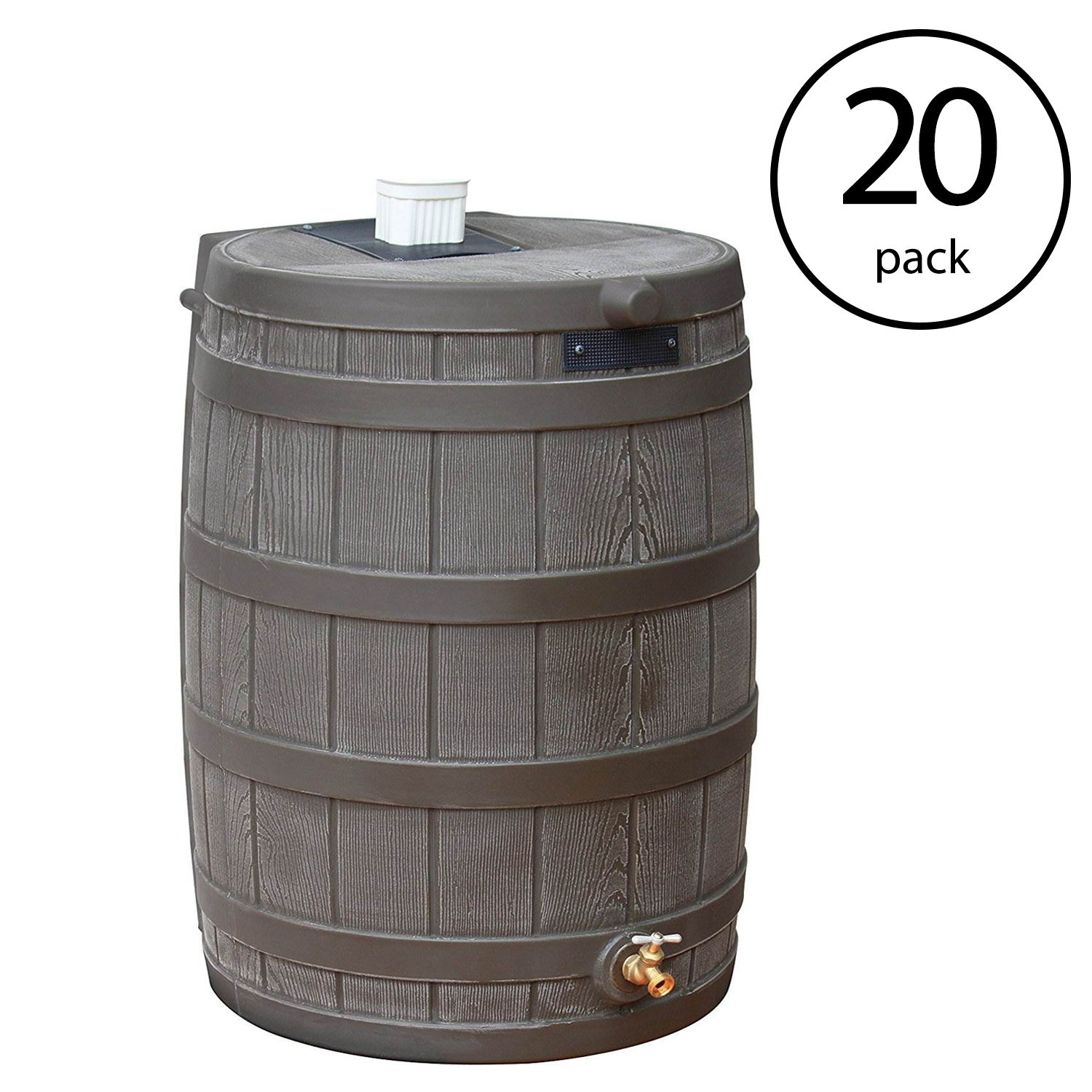 Good Ideas RW50 Rain Wizard 50 Gallon Plastic Rain Barrel Water, Oak