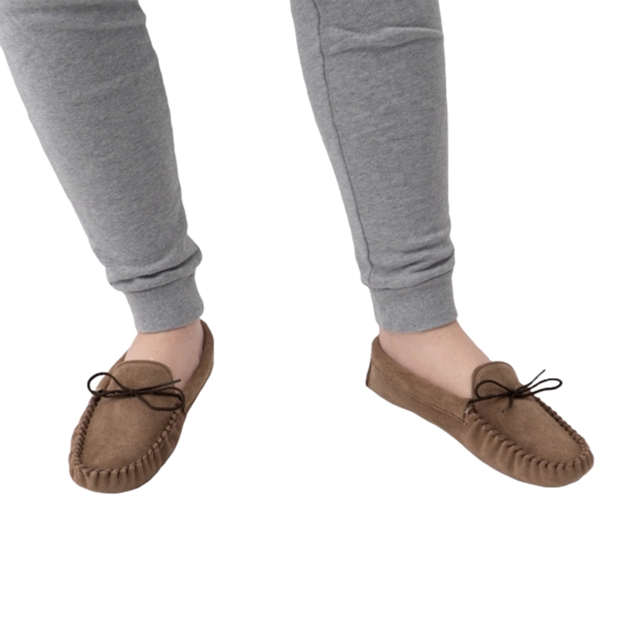 Childrens/Kids Wool Lined Moccasins with Suede Upper and Non-Slip Sole 