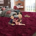thumbnail image 3 of ZENELESS Large Fluffy Soft Rugs,9x12ft Non-Slip Carpet for Teen's Room Nursery Room Home Decor,Wine Red, 3 of 8