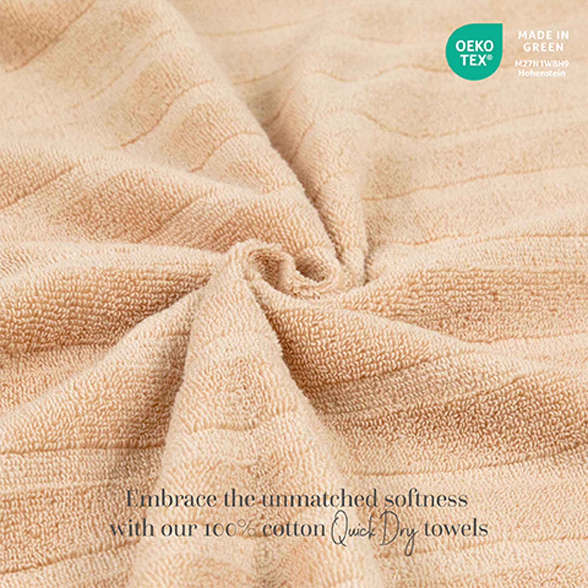 Everyday Home by Trident Quick Dry 4 Bath Towels, 100% Cotton , lightweight,Soft, Absorbent, Bathroom Towels, 4 Bath 27"x54", Beige