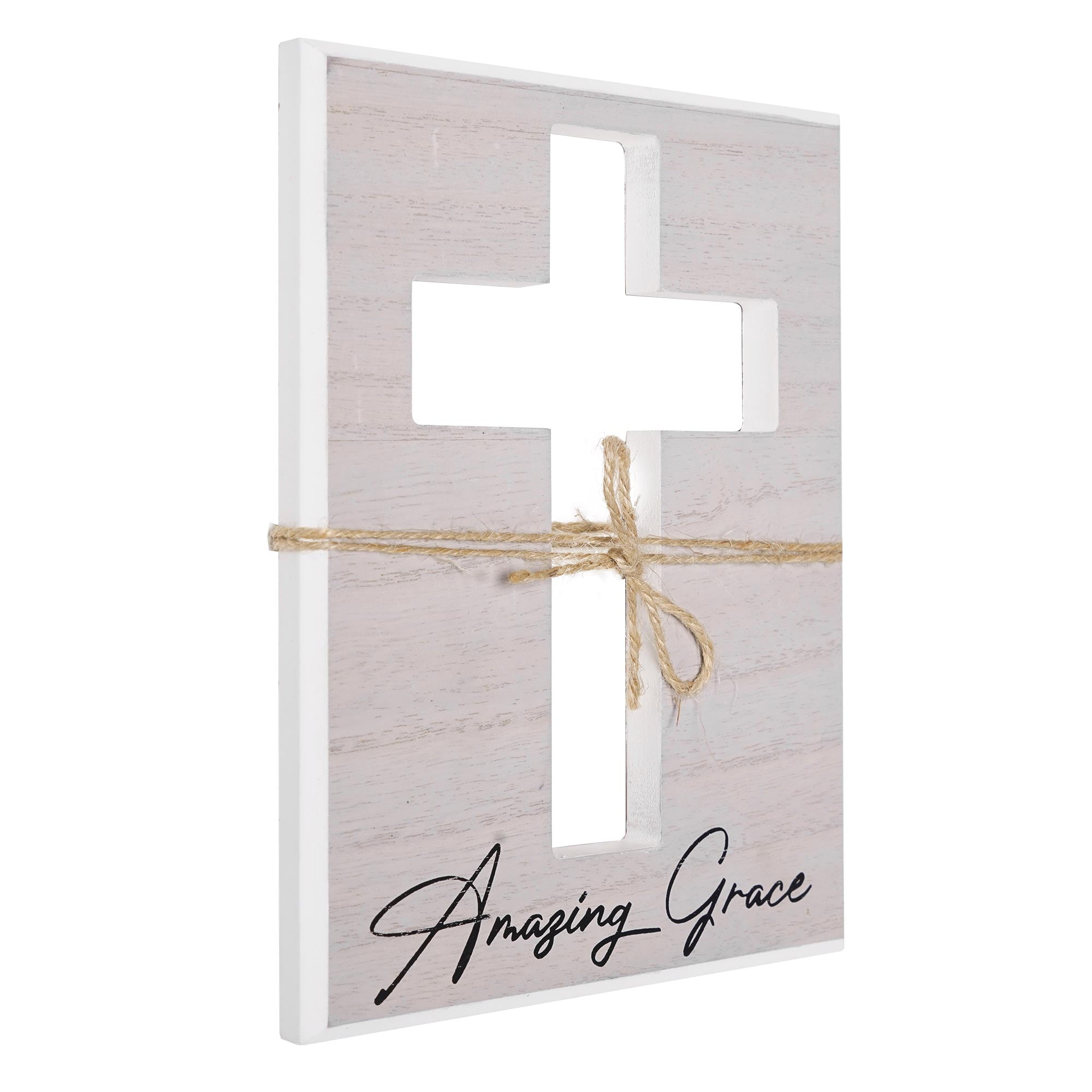 (2 pack) Crystal Art Gallery Amazing Grace Typographic Cross Wood Wall Plaque Art - 8" x 6"