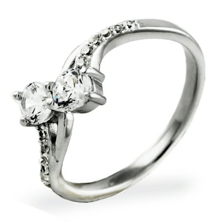 Wallace Grand Baroque Sterling Silver - Sterling Silver Intertwined Baroque Cubic Zirconia Design Promise Engagement Ring