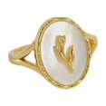thumbnail image 2 of Anillo abierto de tulipán con concha de fritillaria ovalada geométrica en plata esterlina para mujer, 2 of 5