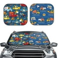 thumbnail image 2 of Gaeub Vehicles Cartoon with Funny Drivers Print 2-Piece Windshield Sun Shade,Foldable Car Front Window Sunshade,for Most Cars SUV Truck,Heat Blocker Visor Protector-Medium, 2 of 7