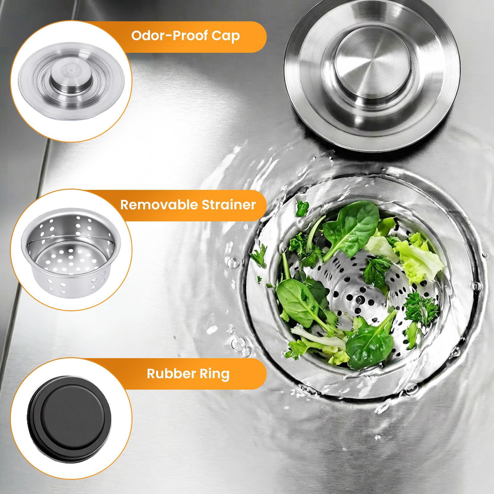 Stainless Steel Single Bowl Laundry Sink 4 Piece Set, 17.6 LBS Freestanding Utility Sink with Faucet & Drain, Silver Deep Basin Utility Tub for Home Laundry Room, Basement, Garage & Household Use