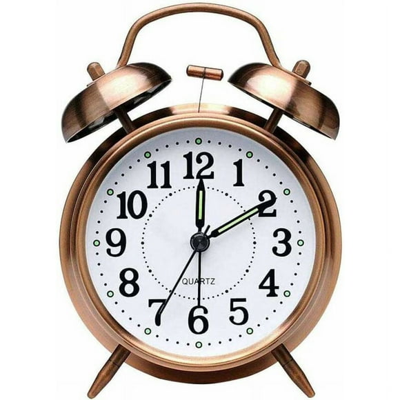 Jinsinto Retro alarm clock, old fashioned bedside alarm clock with battery operated night light